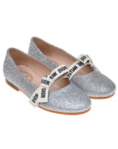 Серебристые туфли с лентой Dior