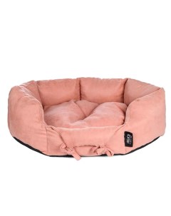 Лежак велюровый круглый 11 для собак и кошек мелких и средних пород 50х47 см розовый Rurri