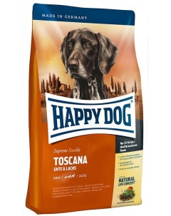 Toscana корм для кастрированных стерилизованных собак средних и крупныхпород с уткой и лососем 12 5  Happy dog