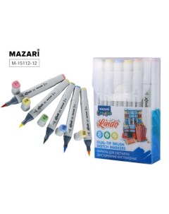 Набор маркеров для скетчинга Lindo Pastel colors 12 шт Mazari