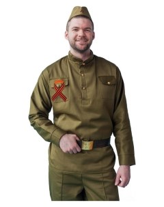Карнавальный костюм Солдат пилотка гимнастёрка ремень георгиевская лента р 42 44 Nnb