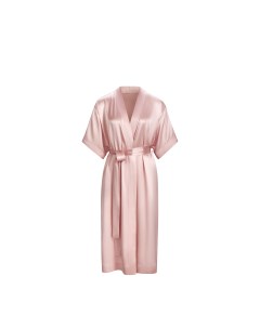 Шелковый халат цвет розовая пудра Ayris silk