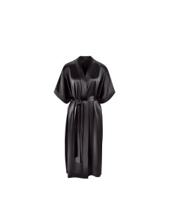 Шелковый халат цвет глубокий чёрный Ayris silk