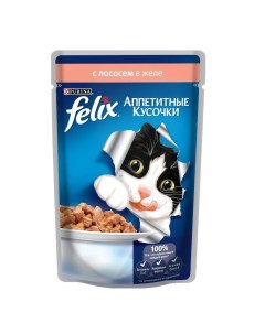 Влажный корм для кошек Аппетитные кусочки в желе лосось 85гр Felix