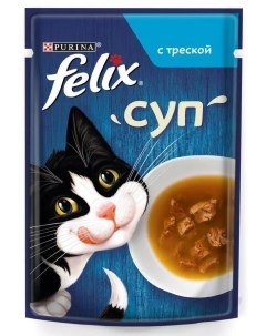 Влажный корм суп для взрослых кошек с треской 48гр Felix