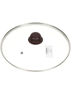 Крышка для посуды стекло 28 см Коричневый металлический обод кнопка бакелит Д4128K Daniks