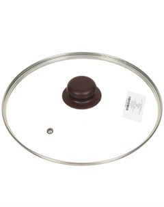 Крышка для посуды стекло 24 см Коричневый металлический обод кнопка бакелит Д4124K Daniks