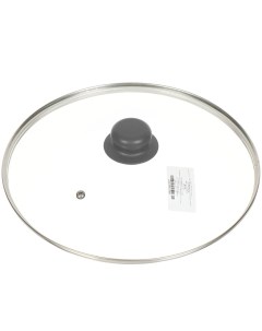 Крышка для посуды стекло 28 см Серый металлический обод кнопка бакелит Д4128С Daniks