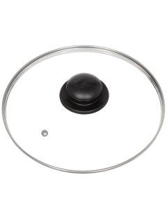 Крышка для посуды стекло 24 см Гвура металлический обод кнопка пластик КС GTL24110 Jarko