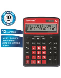 Калькулятор настольный Extra Color 12 bkwr 206x155 мм 12 разрядов двойное питание черно малиновый 25 Brauberg