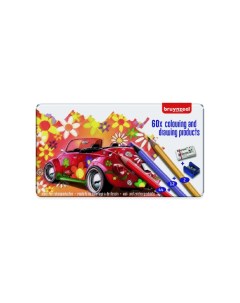 Набор цветных карандашей Машина 58 цветов ластик точилка в коробе пенале Bruynzeel