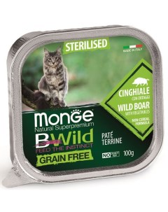 Корм для кошек BWild Grain Free беззерновой для стерилизованных кабан с овощами ламист 100г Monge