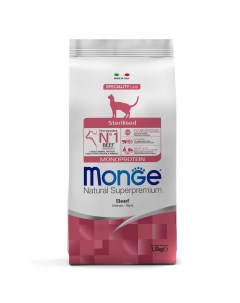 Корм для кошек Cat Speciality Line Monoprotein Sterilised для стерилизованных говядина сух 1 5кг Monge