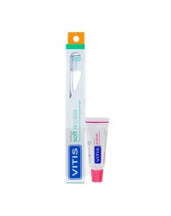 Щётка зубная в твердой упаковке Vitis Soft souple Access Зубная паста Vitis Gingival 15 мл Dentaid