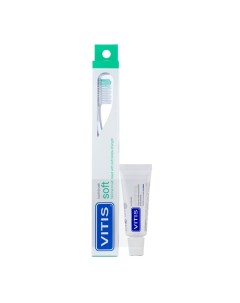 Щётка зубная в твердой упаковке Vitis Soft souple Зубная паста Vitis Whitening 15 мл Dentaid