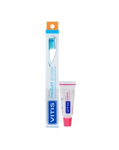 Щётка зубная в твердой упаковке Vitis Medium Access Зубная паста Vitis Gingival 15 мл Dentaid