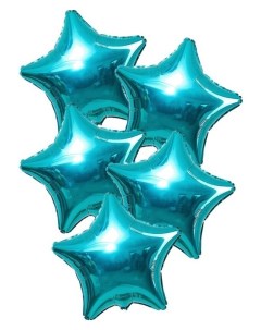 Шар фольгированный 19 звезда набор 5 шт цвет бирюзовый Nnb