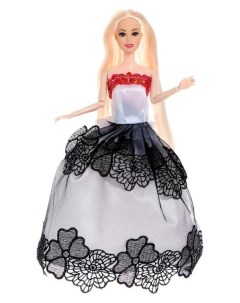 Кукла модель шарнирная Лили платье белое с чёрным Nnb
