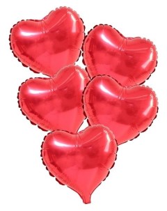 Шар фольгированный 9 Мини сердце с клапаном набор 5 шт цвет красный Nnb
