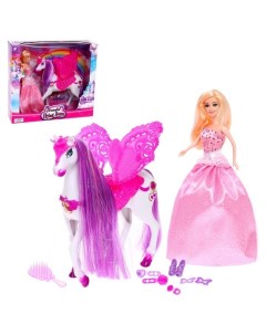 Лошадь для кукол Единорожка с куклой Nnb