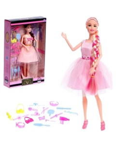 Кукла модель шарнирная Виктория в пышном платье с набором аксессуаров цвет розовый Nnb