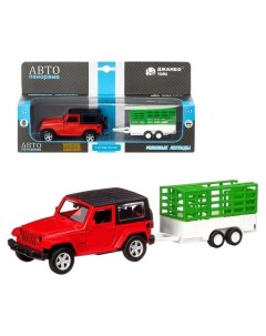 Машина металлическая Jeep Wrangler C белым прицепом для перевозки животных 1 42 открываются двери ин Кнр игрушки