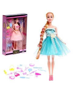 Кукла модель шарнирная Виктория в пышном платье с набором аксессуаров цвет бирюзовый Nnb