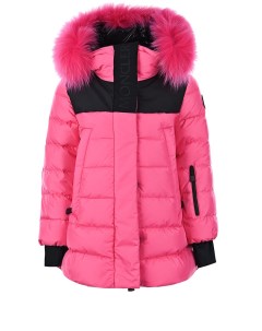 Розовое пуховое пальто с логотипом Moncler