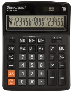 Калькулятор настольный EXTRA 16 BK ЧЕРНЫЙ 250475 Brauberg