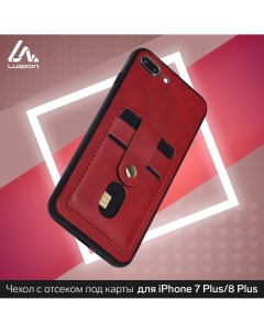 Чехол luazon для iphone 7 plus 8 plus с отсеками под карты кожзам красный Luazon home