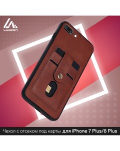 Чехол luazon для iphone 7 plus 8 plus с отсеками под карты кожзам коричневый Luazon home