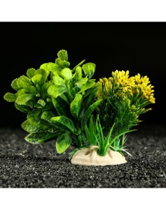 Растение искусственное аквариумное 18 х 11 х 12 см зелёное Пижон аква