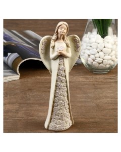 Сувенир полистоун Ангел девушка в платье с цветами 19 7х7 2х4 5 см Nnb