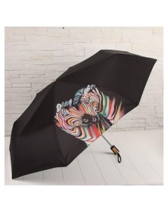 Зонт автоматический Зебры 3 сложения 8 спиц R 52 см цвет чёрный Fabretti