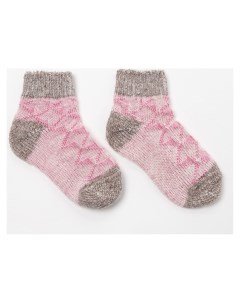 Носки для девочки шерстяные укороченные цвет розовый размер 22 24 Стильная шерсть