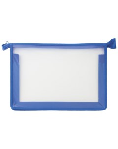 Папка для тетрадей а4 пластик молния сверху прозрачная синяя Пифагор