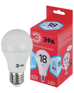Лампа светодиодная эра 18 96 вт цоколь е27 груша нейтральный белый 25000 ч LED A65 18w 4000 e27 б005 Эра энергия света
