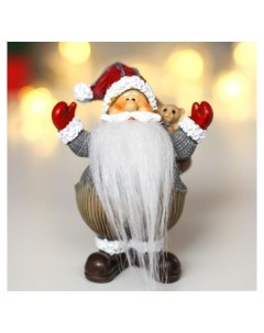 Сувенир полистоун Дед мороз в комбинезоне с медвежонком 8х6 7х4 7 см Nnb