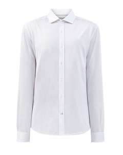Белая рубашка кроя leisure из гладкого хлопкового поплина Brunello cucinelli