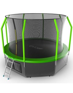 Батут с внутренней сеткой и лестницей Cosmo 12ft нижняя сеть зеленый Evo jump