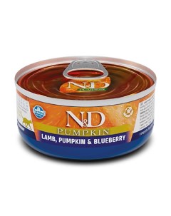 Влажный корм для кошек N D Lamb Pumpkin Blueberry с ягненком черникой и тыквой 0 07 кг Farmina