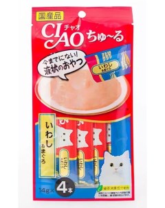 Лакомство для кошек Чао Чуру сельдь и тунец пюре 0 056 кг Inaba
