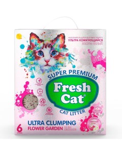 Наполнитель для кошачьего туалета комкующийся с ароматом Цветочный сад 6л Fresh cat