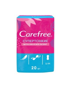 Женские ежедневные прокладки СуперТонкие Cotton Feel в индивидуальной упаковке 20шт Carefree