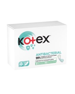 Ежедневные антибактериальные экстратонкие прокладки 40 шт Ежедневные Kotex