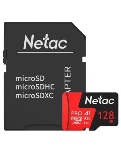 Карта памяти Micro SecureDigital 128Gb SDXC class 10 NT02P500PRO 128G R SD adapter Netac