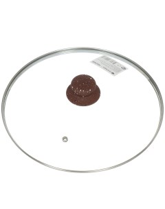 Крышка для посуды стекло 28 см Коричневый Мрамор металлический обод кнопка бакелит HA246B Daniks