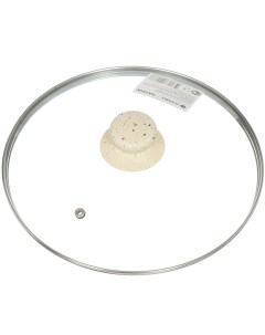 Крышка для посуды стекло 24 см Белый мрамор металлический обод кнопка бакелит HA244W Daniks