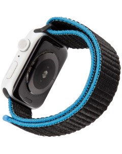 Ремешок нейлоновый для Apple watch 42 44 mm S3 S4 S5 SE S6 уголь с сине серым краем Mobility