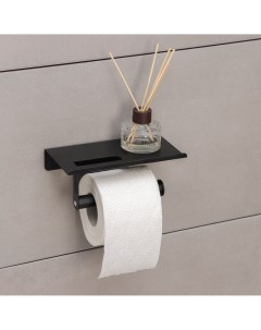 Держатель для туалетной бумаги с полочкой 18 9 7 7 5 см цвет чёрный Nobrand